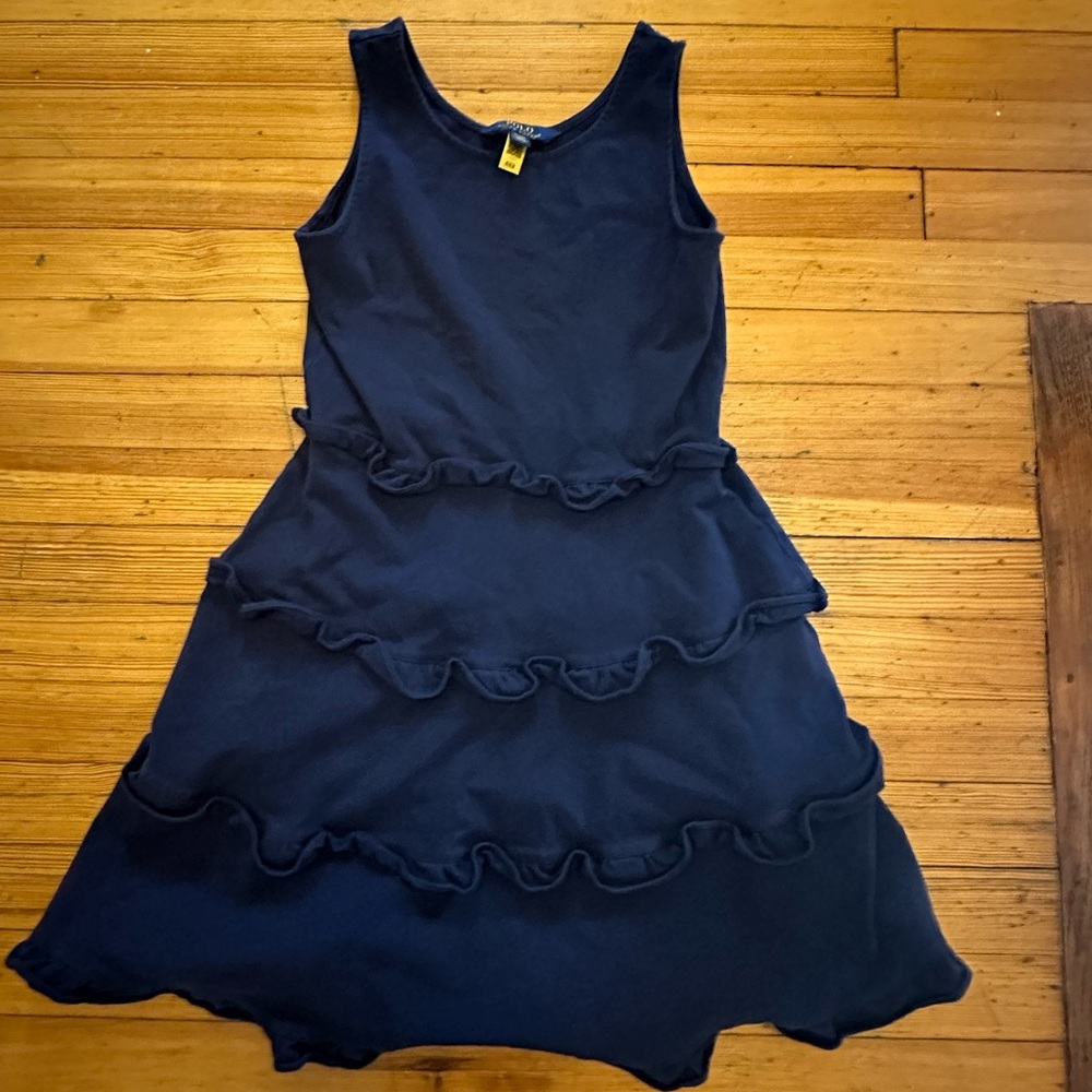 Ralph Lauren Girls Ruffle Tier Dress Size XL/16 in Navy